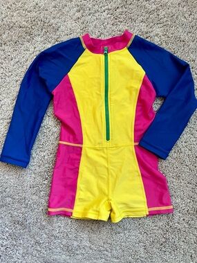 Hanna Andersson Kids Colorblock One-Piece Swimsuit - Yellow, Pink & Blue